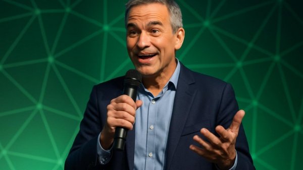 Confident mature man speaking at tech conference, AI Infrastructure Spending