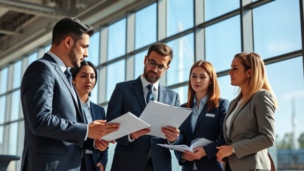 Business team discussing in an office on PPL background check importance.