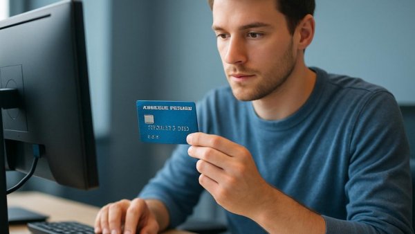 American Express Stock for Investment concept with card and computer.