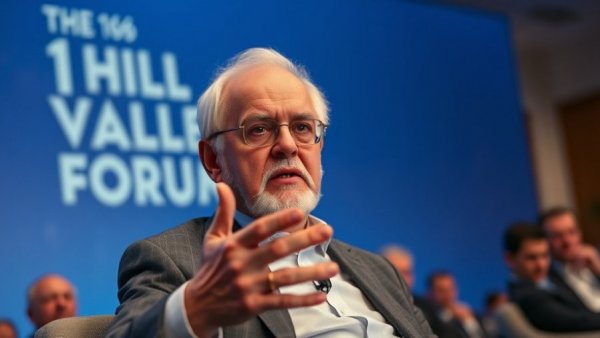 Elderly gentleman discussing geopolitical risk at a business forum.