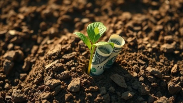 Person planting dollar bills in soil for generational wealth symbolism.