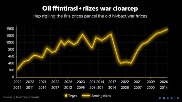 Graph showing rising oil prices from 2022-2026 due to Iran war impact.