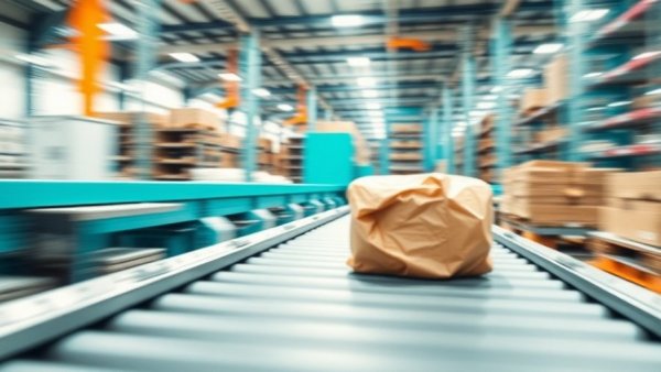 Anker Smart Display Charger package on a moving conveyor.