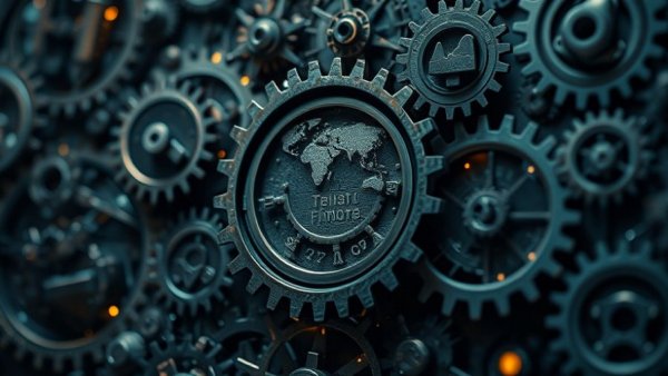 Abstract of climate tipping points and business impact with gears.