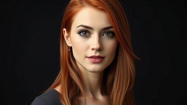 Confident red-haired woman portrait for bra brand innovation