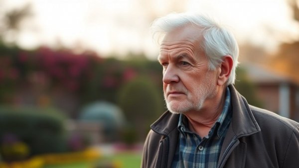 Contemplative man walking outdoors amid financial crisis warning.
