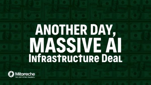 AI Infrastructure Investment promotional text on financial grid background.