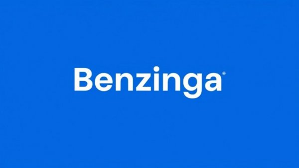 Benzinga logo in blue and white with bold typography