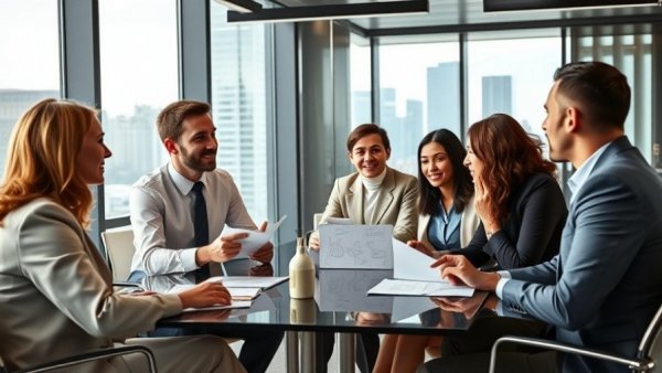 Business professionals discussing key HR laws and regulations in a meeting.