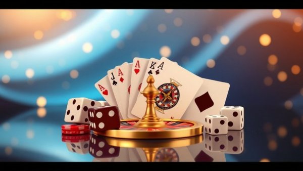 Abstract gambling art highlighting responsible design with dice and cards.