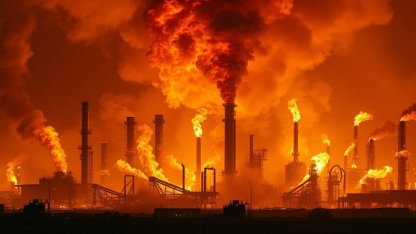 Israeli strikes Iranian petrochemical sector causing massive fire.