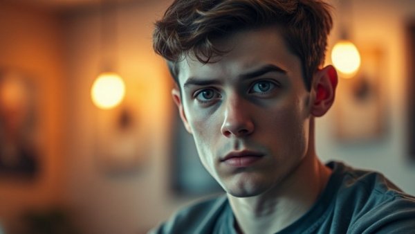 Young man with serious expression indoors, linked to Nvidia stock competition in China.