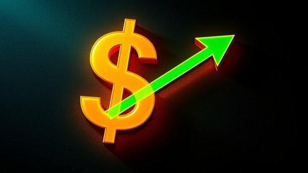 Illustration showing financial growth with a dollar sign and arrow.