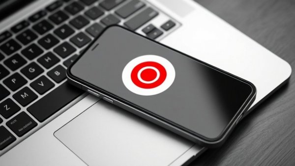 Smartphone displaying target logo on laptop keyboard.