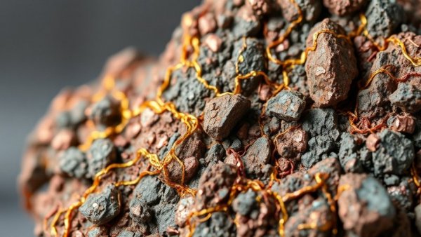 High-grade copper-gold discovery rock sample close-up.