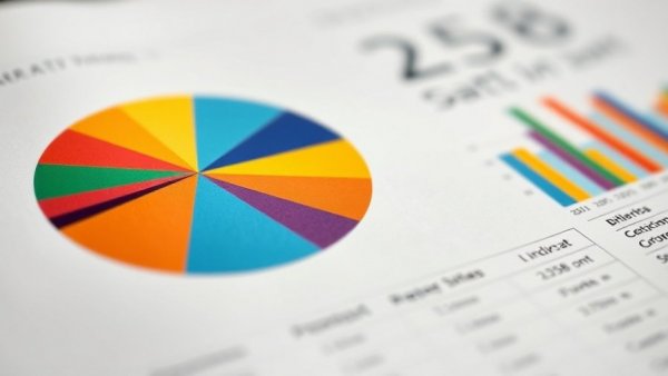 Illustrative pie chart depicting investment data, close-up.