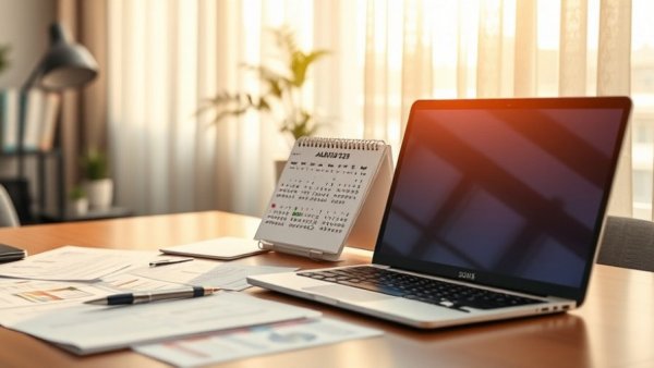 Office desk setup highlighting tax deadlines for 2025.