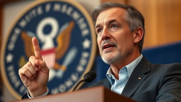 Mature man discussing tariff refund claims as loan collateral.