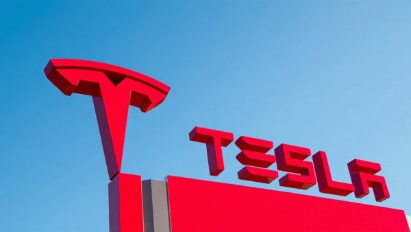 Tesla logo sign under clear sky, Stock Market Insights.