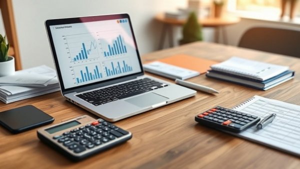 Organized workspace with laptop and documents for commercial loans.