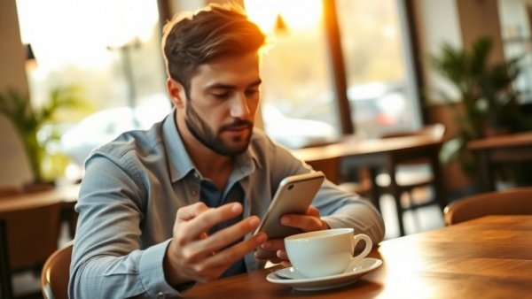 Person checks credit score on phone, considering Fair Isaac stock investment opportunity.