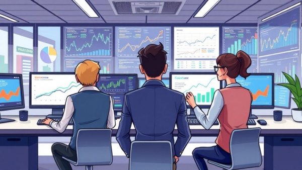 Corporate professionals calculating income tax in modern office.