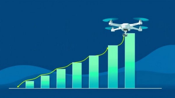 Visual growth bars in blue and green for drone tech investment.