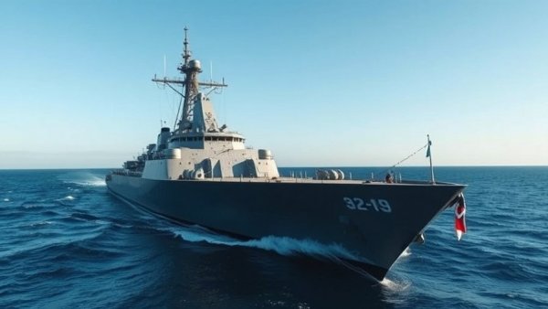 Military ship sailing in the sea, symbolizing Trump-Iran negotiations impact.