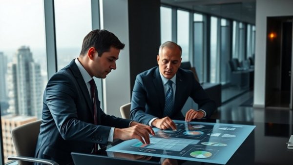 Executives discussing velocity adjusted capital structure in modern office.