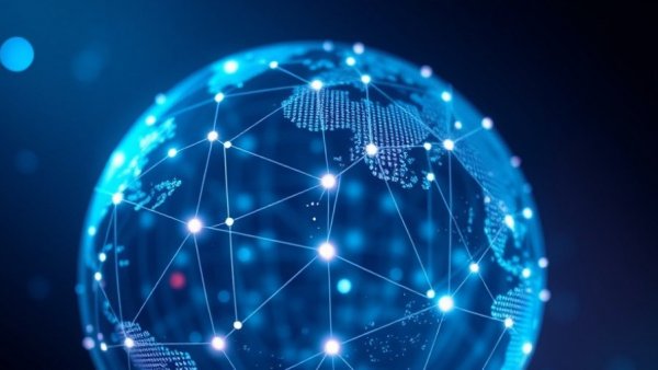 Futuristic digital globe with network connections.