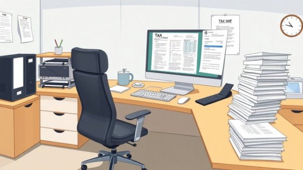 Office desk showing different types of taxes for business owners.