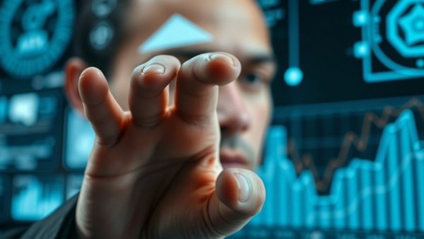 Engaging visual of AI technology investment with hand interacting with interface.