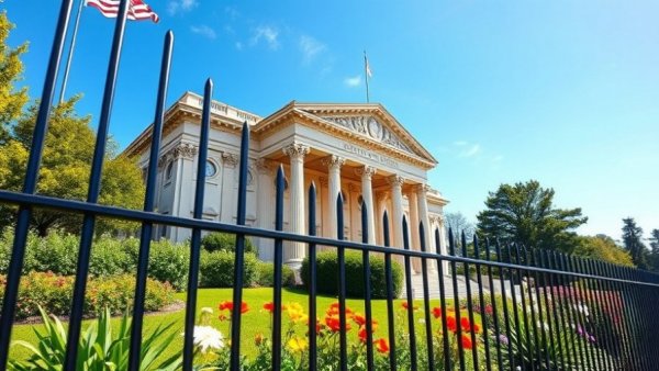 Wall Street banks boost Treasury holdings as seen through iron fence.