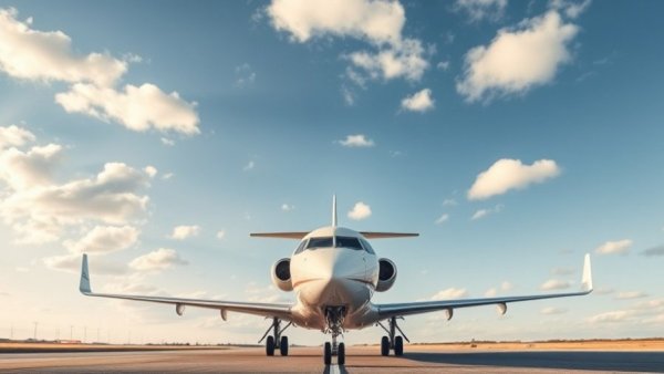 Airplane grounded due to rising fuel costs, clear sky backdrop.
