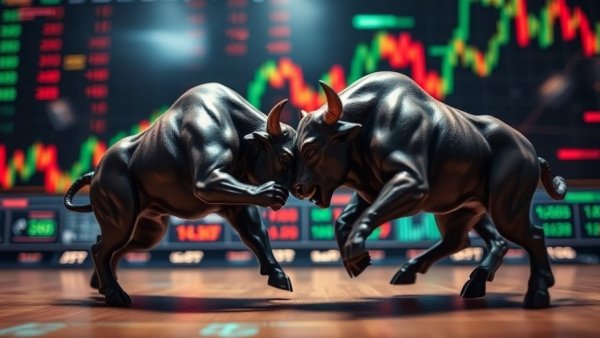 Dynamic bull and bear illustration symbolizing investment opportunities.