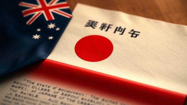 Official treaty document with Japan Australia Alliance theme.