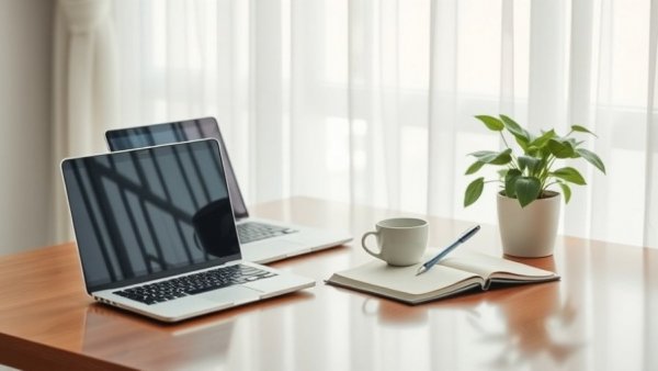 Small business accounting desk with laptop and calculator.