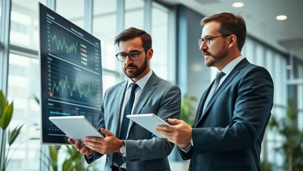 Experts reviewing Net Working Capital stress test data on digital screen.