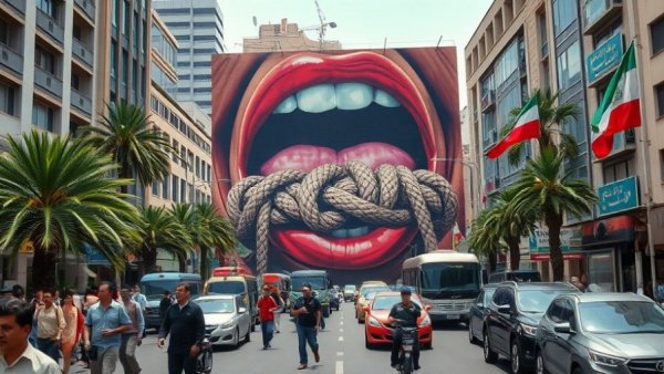 Urban scene with mural reflecting oil price fluctuations