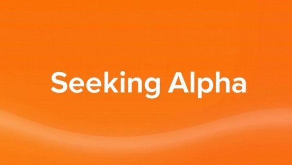 Seeking Alpha text on orange gradient background.