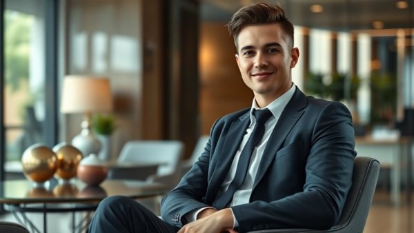 Confident business professional in modern office, Mah Sing growth strategy.
