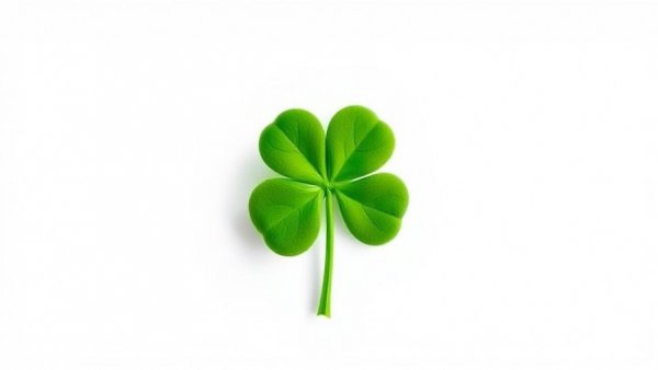 Simple green four-leaf clover icon on white background.