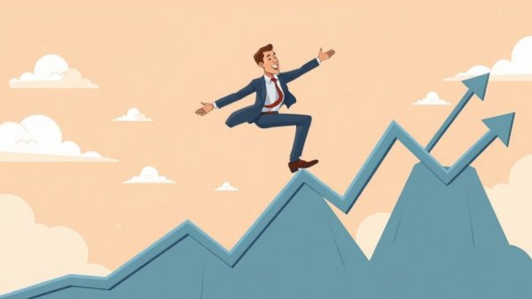 Cartoon businessman balancing on market trend lines illustrating Wrap Technologies Earnings and Market Expansion.