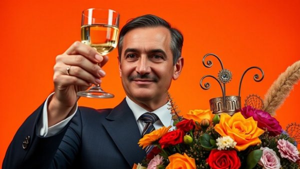 Strait of Hormuz crisis impact on small business finances, with a distinguished individual toasting.