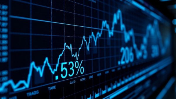 Digital stock ticker showing rising market indices and ETF, illustrating investing at market highs.