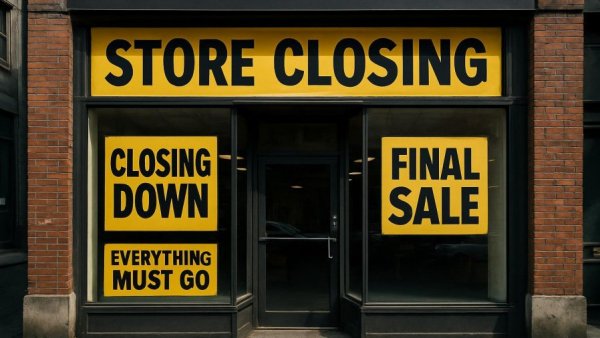 Storefront with closing signs highlighting global fashion retailer closures.
