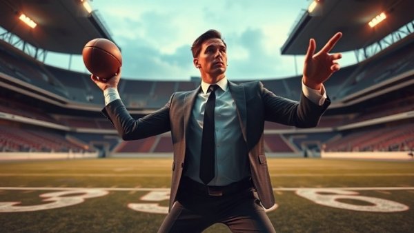 Man throwing football in stadium, highlighting NFL political influence.