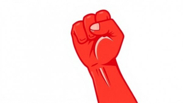 Red stylized fist symbol representing unity and protest.