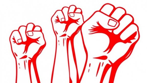 Red fist illustration symbolizing resistance and freedom protest