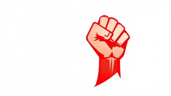 Symbolic red fist representing strength and unity